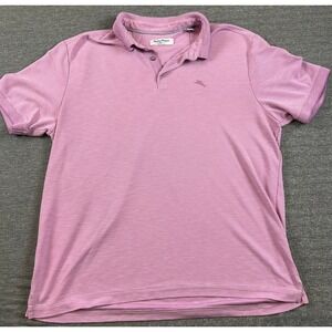 Tommy Bahama IslandZone Mens XL Lavender Textured Polo Shirt Short Sleeve Fish